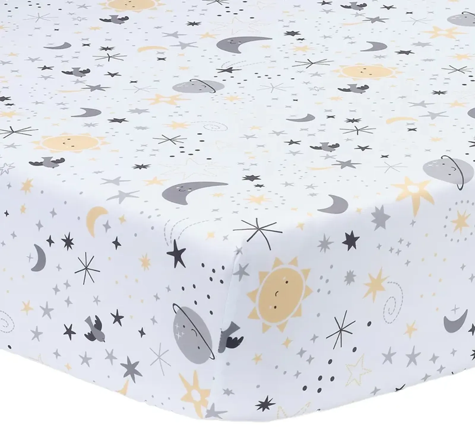 Bedtime Originals Little Star White Celestial Microfiber Baby Fitted Crib Sheet