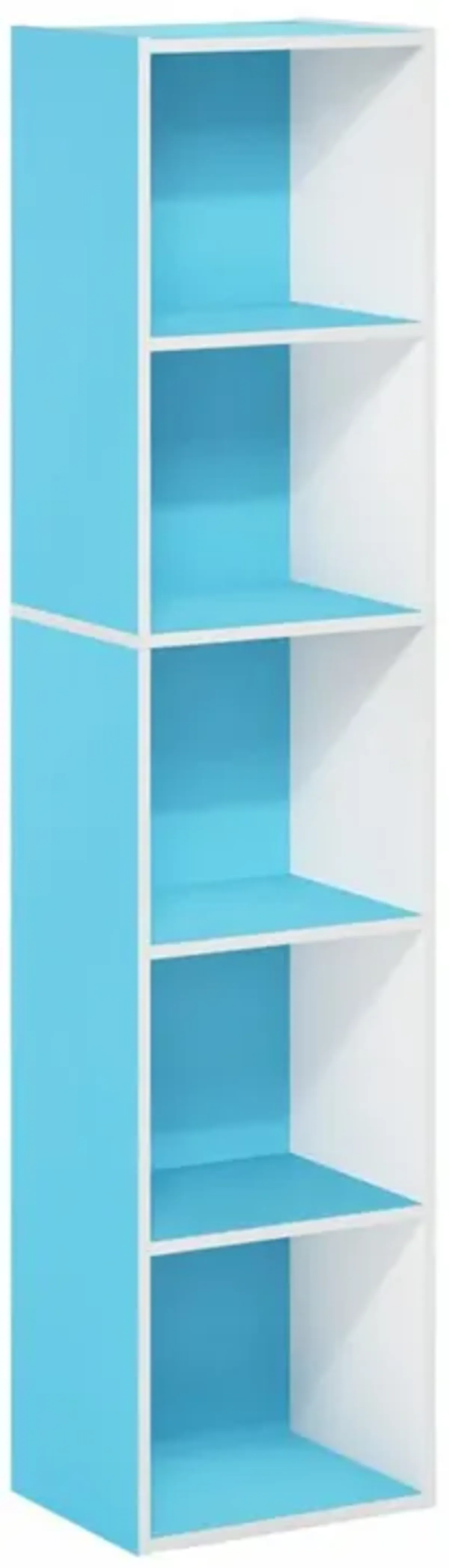 Furinno Luder Bookcase / Book / Storage, 5-Tier Cube, Light Blue/White