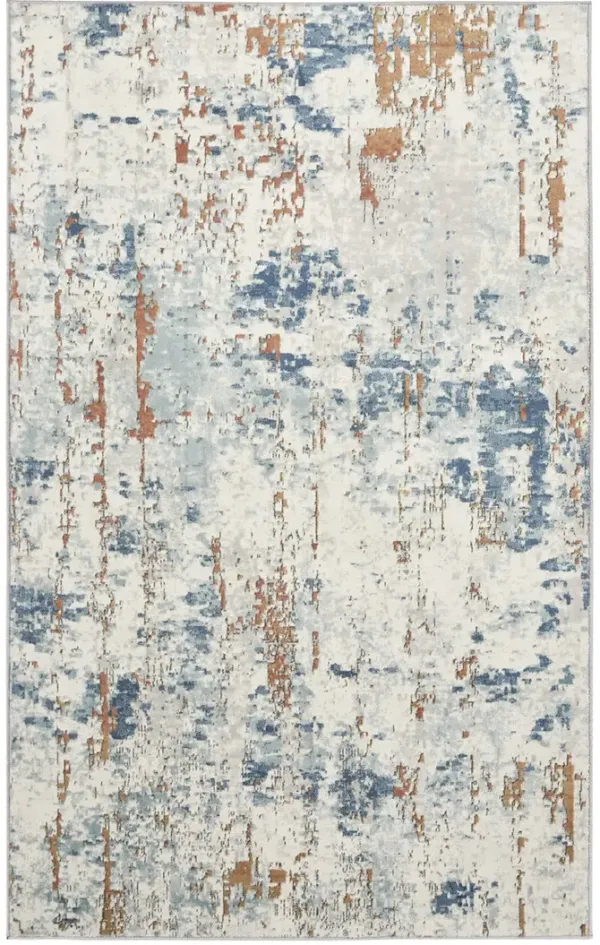 Quarry QUA01 Biege/Blue/Rust 2'2" x 7'6" Rug