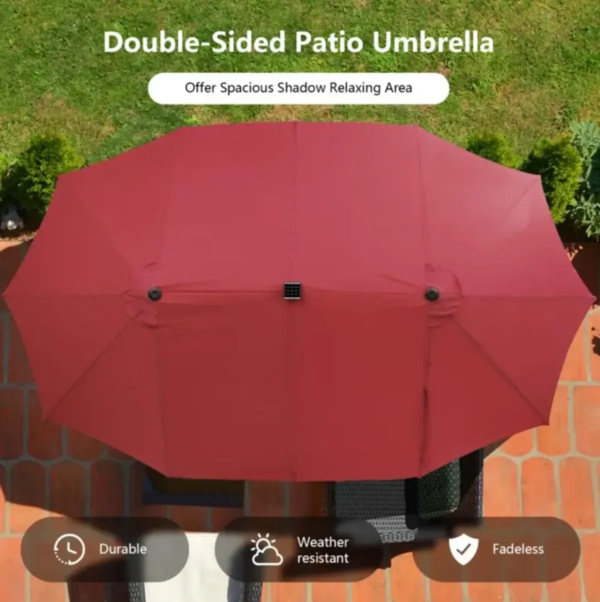 Hivvago 11 Pieces Patio Dining Set with 15 Feet Double-Sided Patio Umbrella Base Included