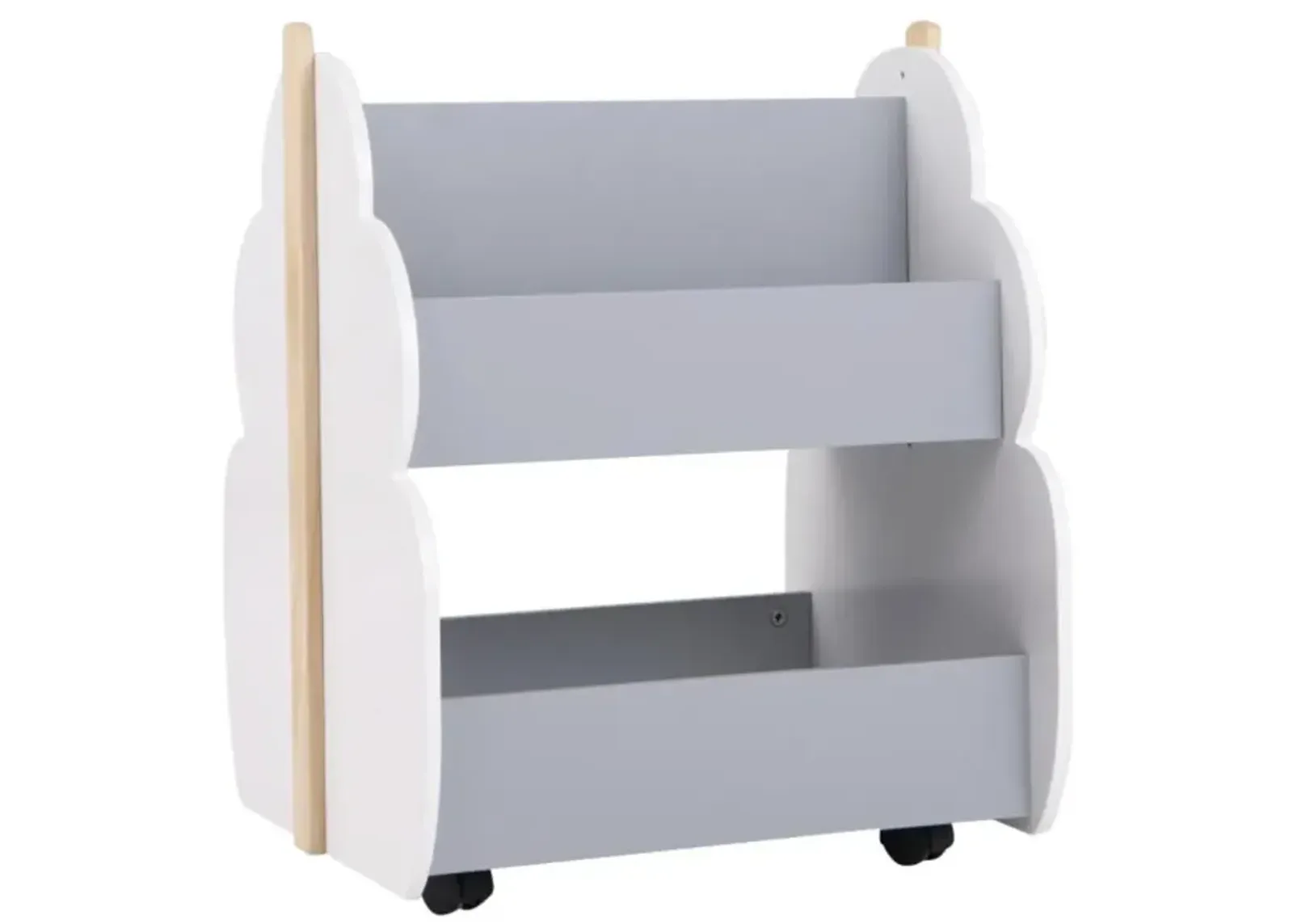 Hivvago Kids Wooden Bookshelf with Universal Wheels-Gray