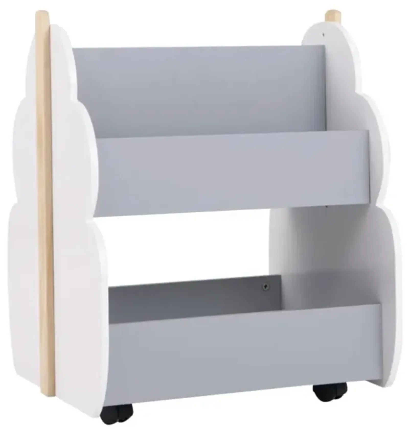 Hivvago Kids Wooden Bookshelf with Universal Wheels-Gray