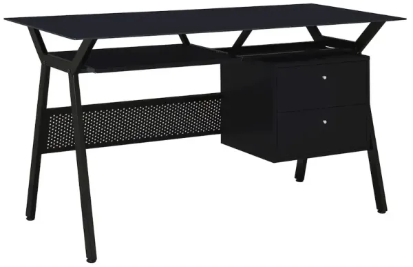 Weaving 55-inch 2-drawer Computer Desk Keyboard Tray Black