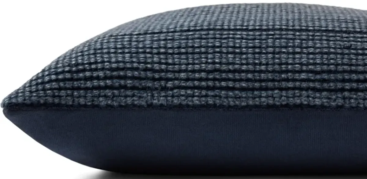Irene PMH0052 Navy 22''x22'' Polyester Pillow by Magnolia Home by Joanna Gaines x Loloi