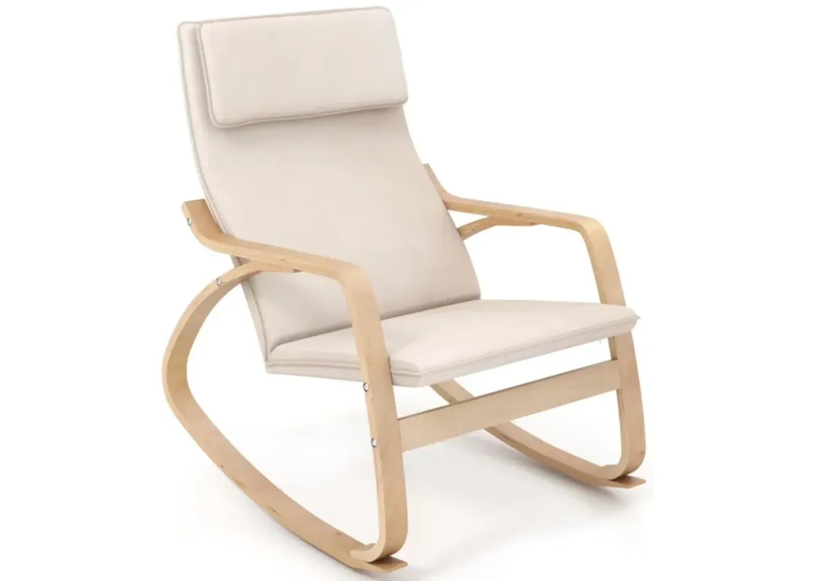 Hivvago Stable Wooden Frame Leisure Rocking Chair with Removable Upholstered Cushion