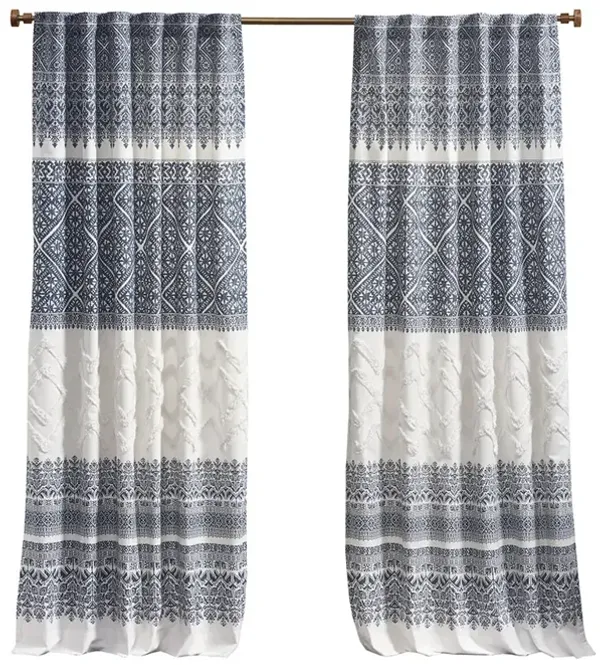 Gracie Mills Robbins Chenille-Detailed Cotton Printed Curtain Panel with Lining