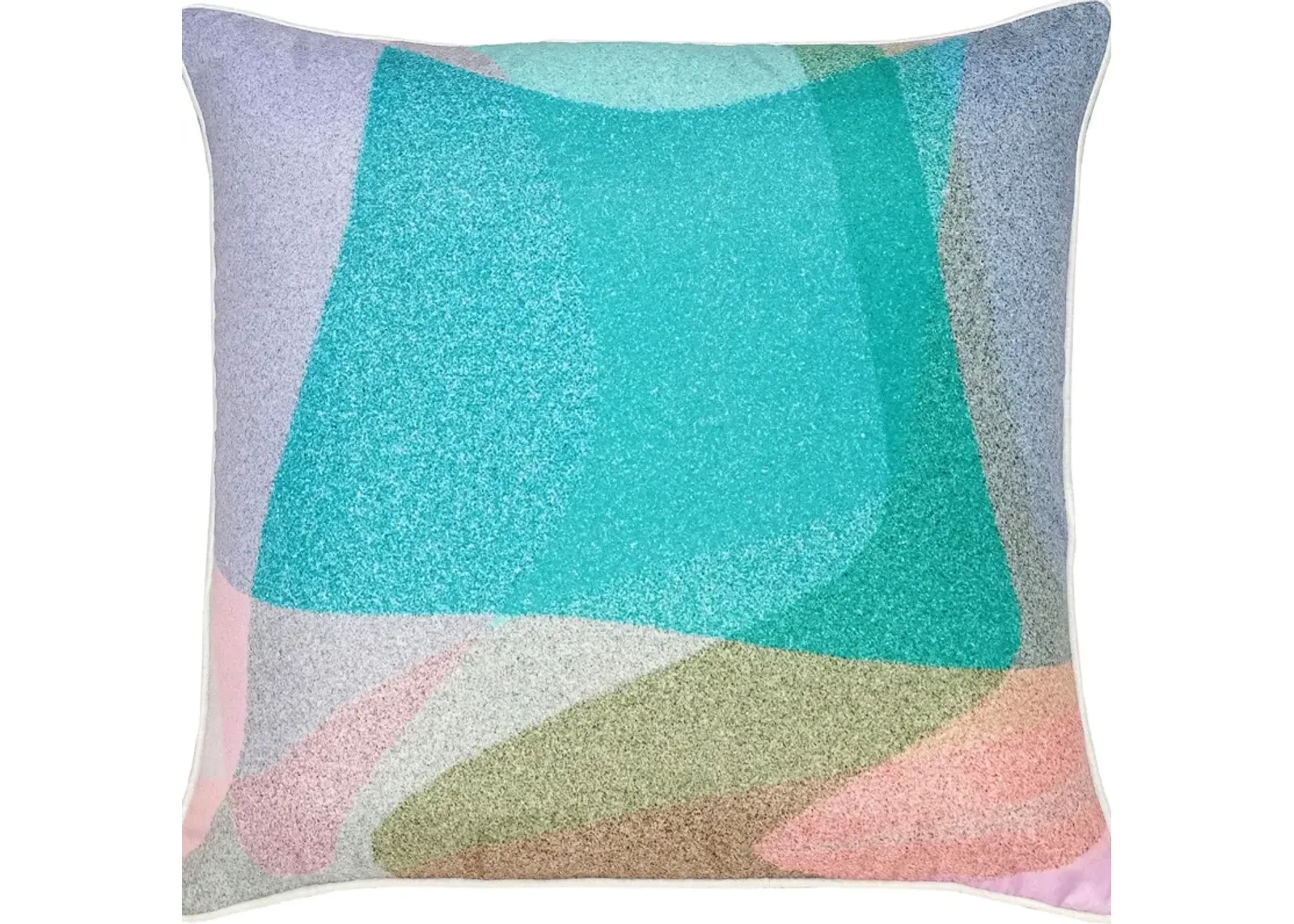 22" Blue and Pink Sparkly Abstract Square Outdoor Patio Throw Pillow