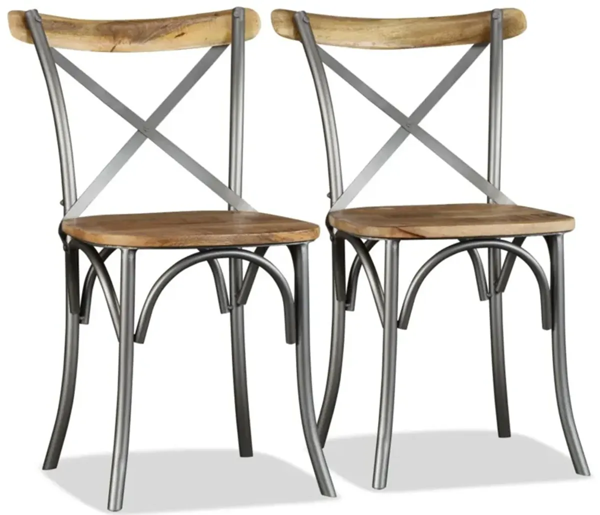 vidaXL Dining Chairs 2 pcs Solid Mango Wood