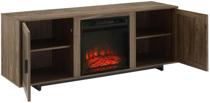 Silas 58" Low Profile Tv Stand W/Fireplace Walnut