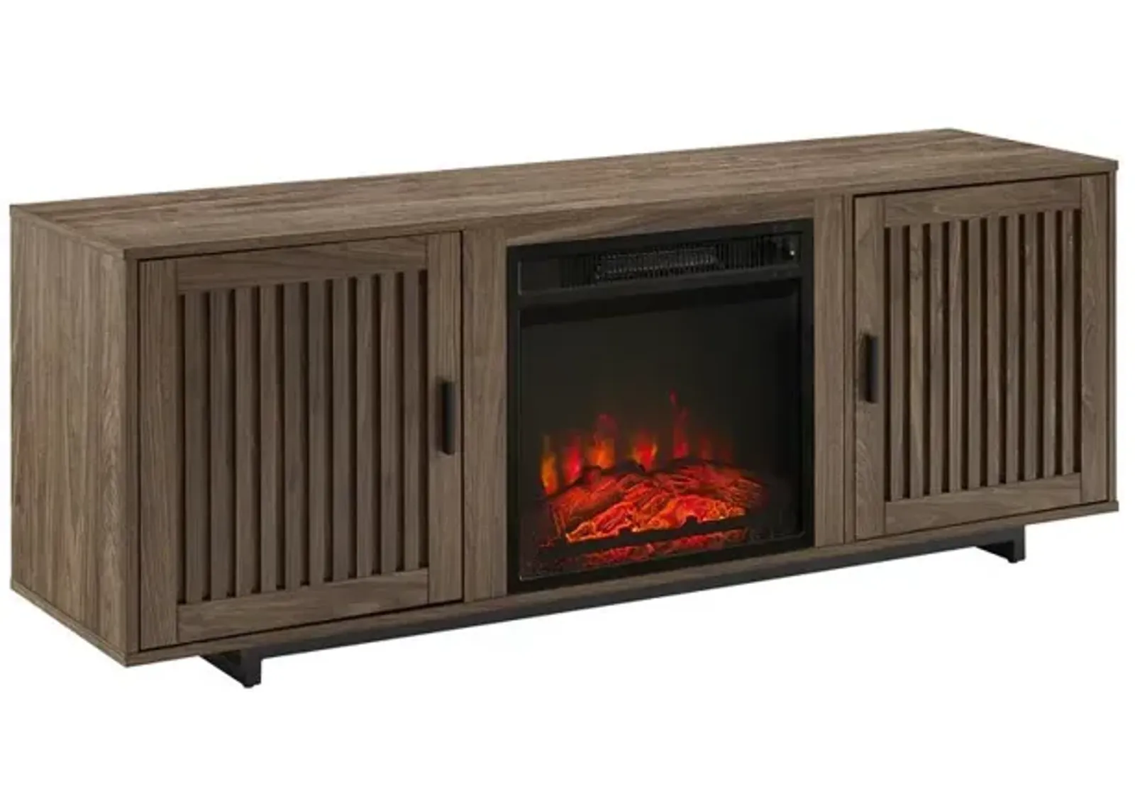 Silas 58" Low Profile Tv Stand W/Fireplace Walnut