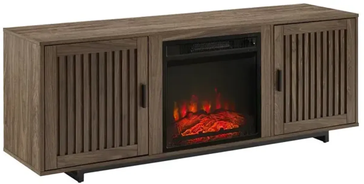 Silas 58" Low Profile Tv Stand W/Fireplace Walnut