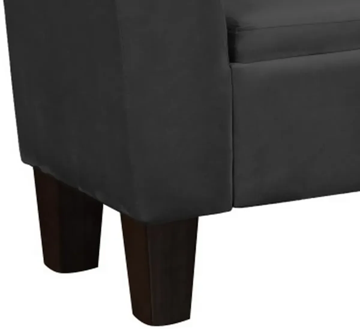 55 Inch Accent Storage Bench with Performance Velvet Upholstery, Black-Benzara