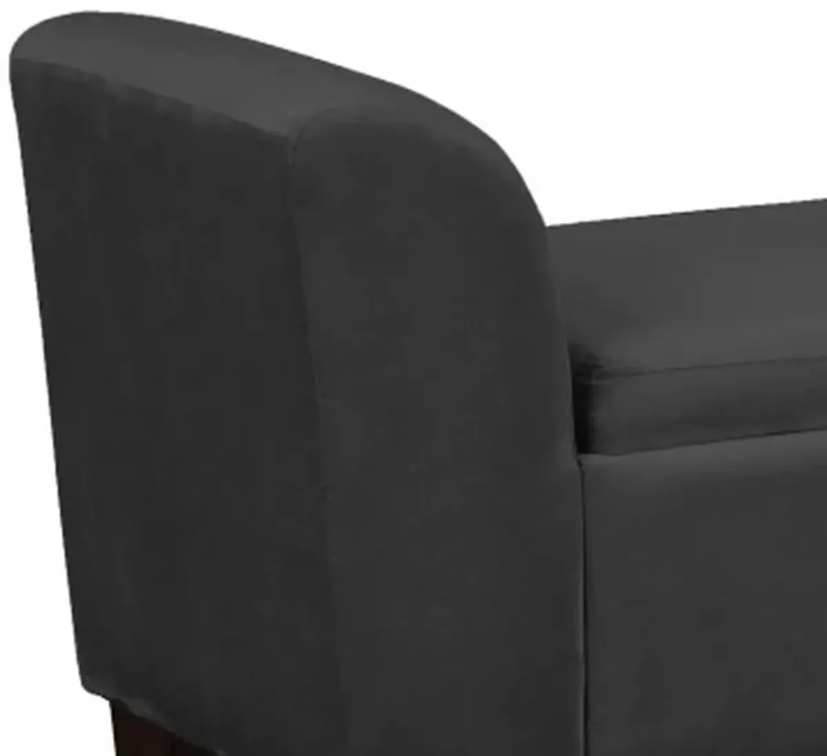 55 Inch Accent Storage Bench with Performance Velvet Upholstery, Black-Benzara