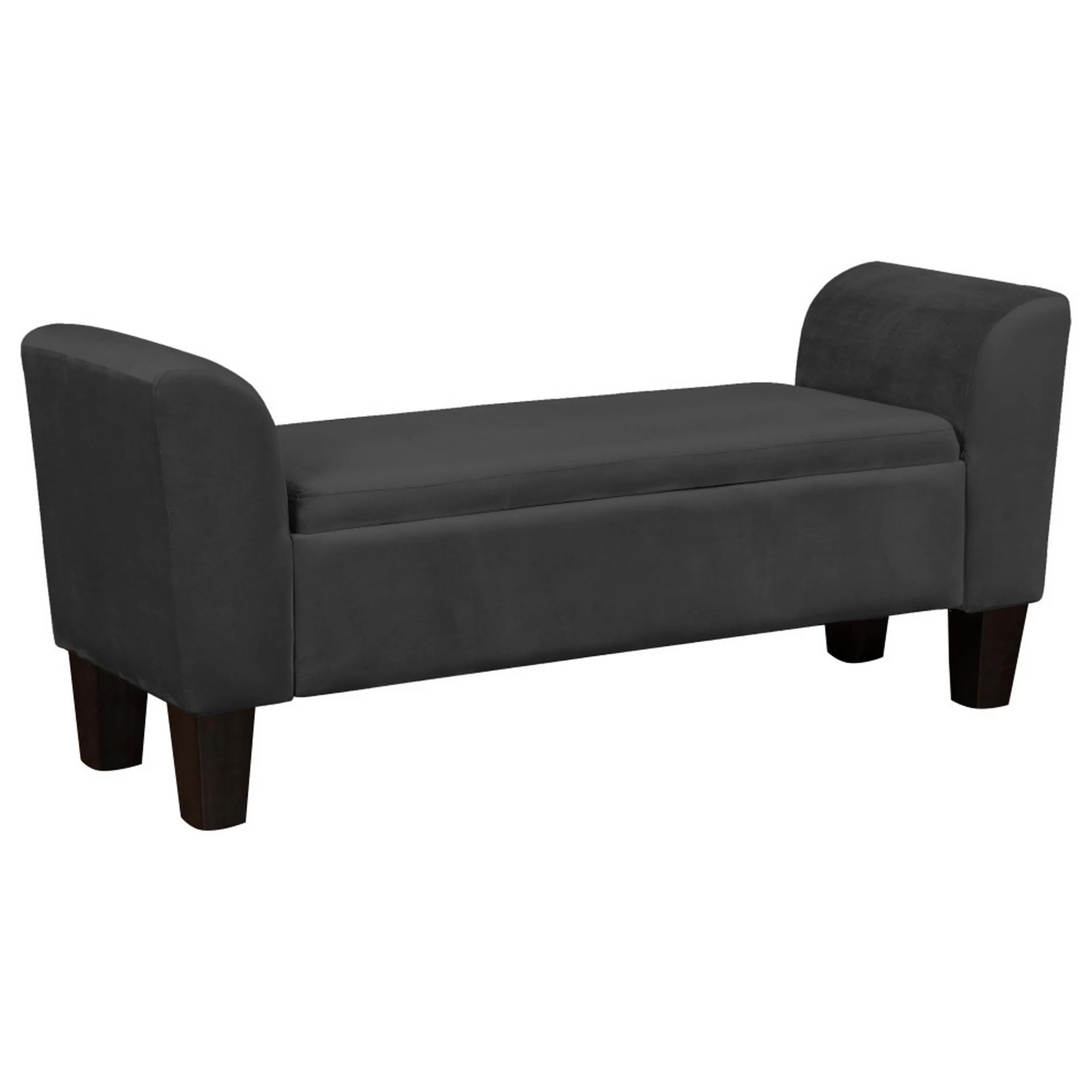 55 Inch Accent Storage Bench with Performance Velvet Upholstery, Black-Benzara