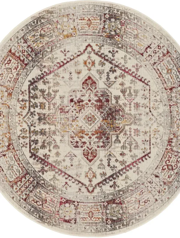 Vintage Kashan VKA08 Ivory/Red 4' x Round Rug