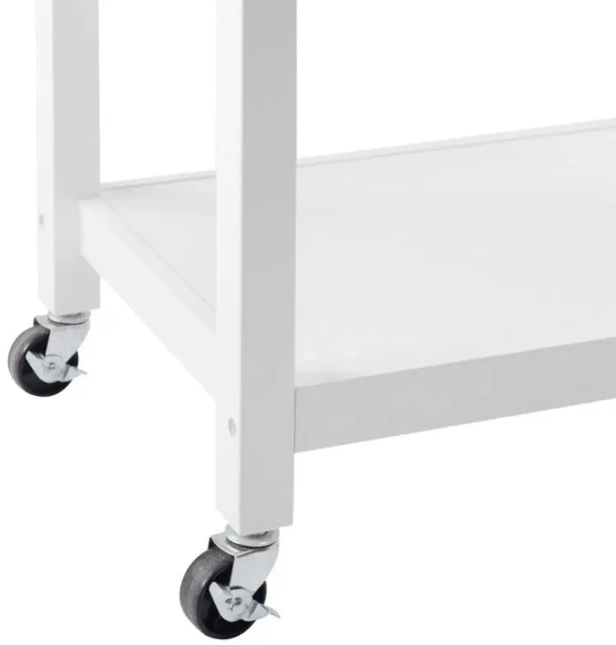 Hivvago White Stainless Steel Top Kitchen Cart with Drawer and Storage Shelves