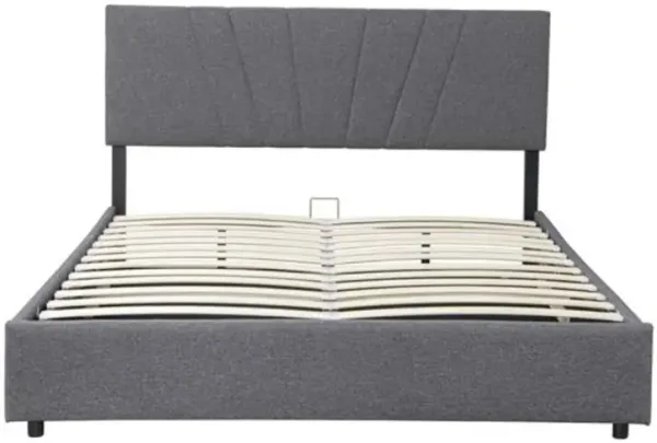 Upholstered Platform Bed with Lift-Up Storage and Tufted Headboard