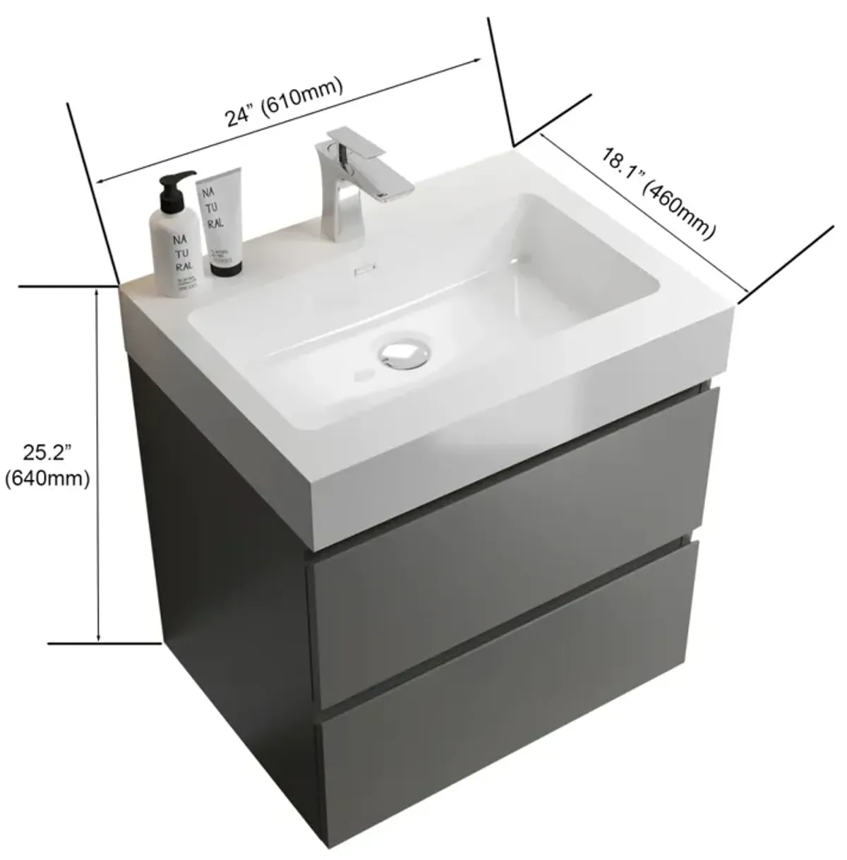 Modern Gray Bathroom Vanity with Large Storage