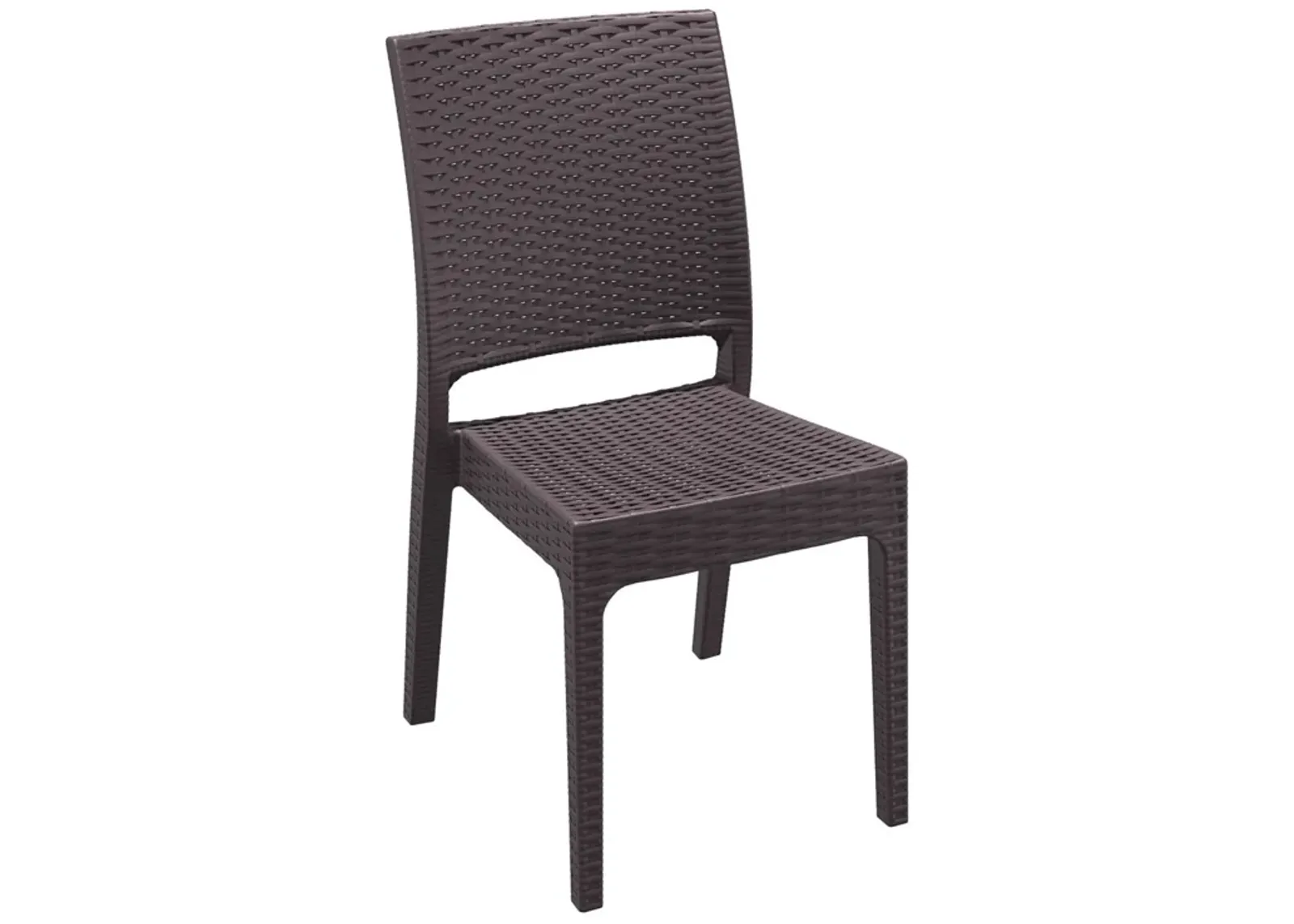 34" White Patio Wickerlook Stackable Dining Chair