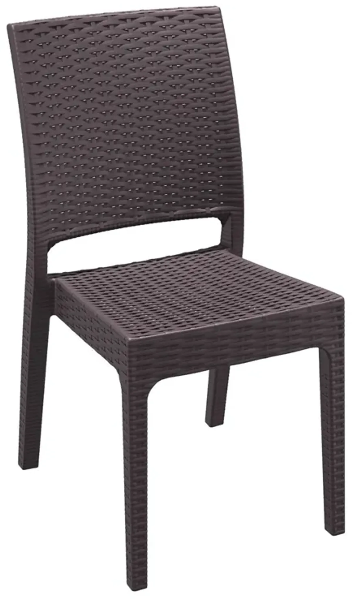 34" White Patio Wickerlook Stackable Dining Chair