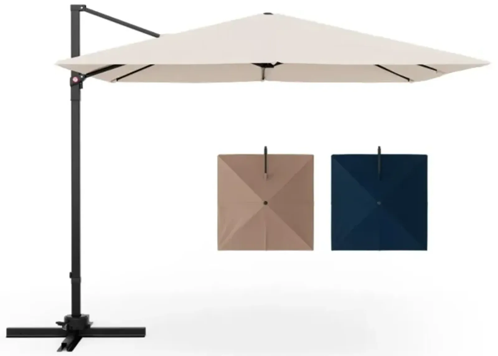 Hivvago 9.5 Feet Square Patio Cantilever Umbrella with 360° Rotation