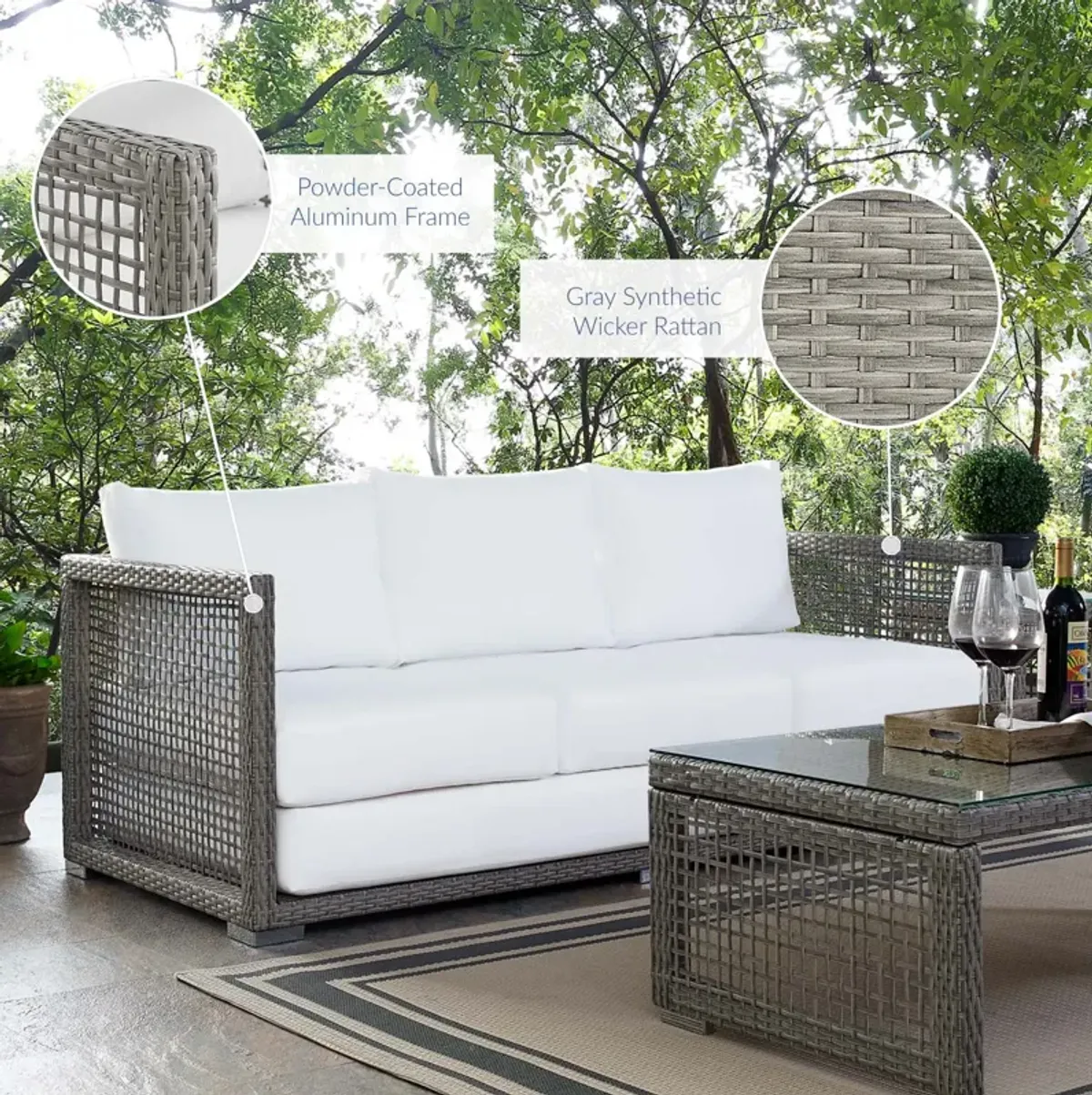 Modway - Aura Outdoor Patio Wicker Rattan Sofa