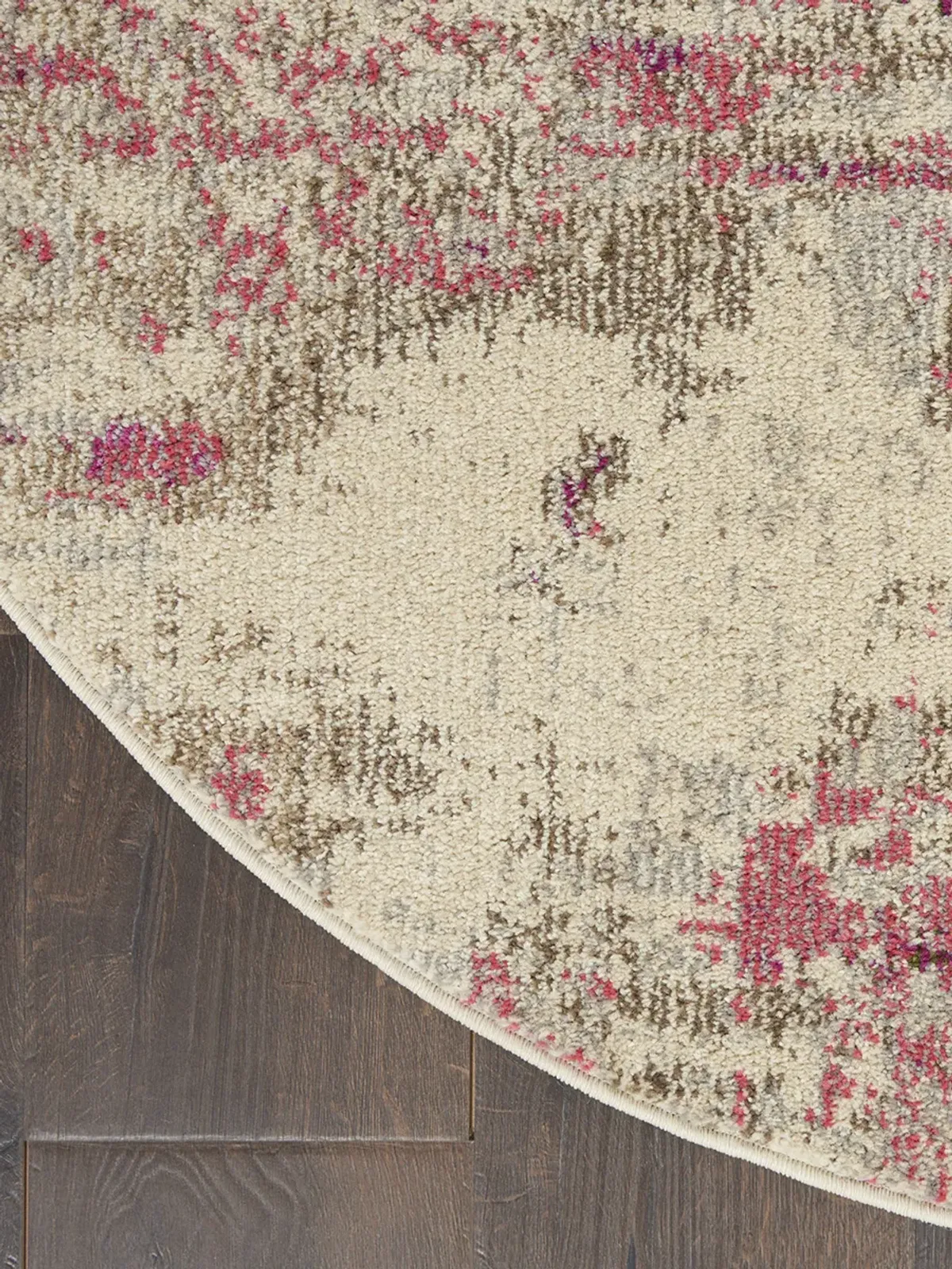 Celestial CES02 Ivory/Pink 4' x Round Rug