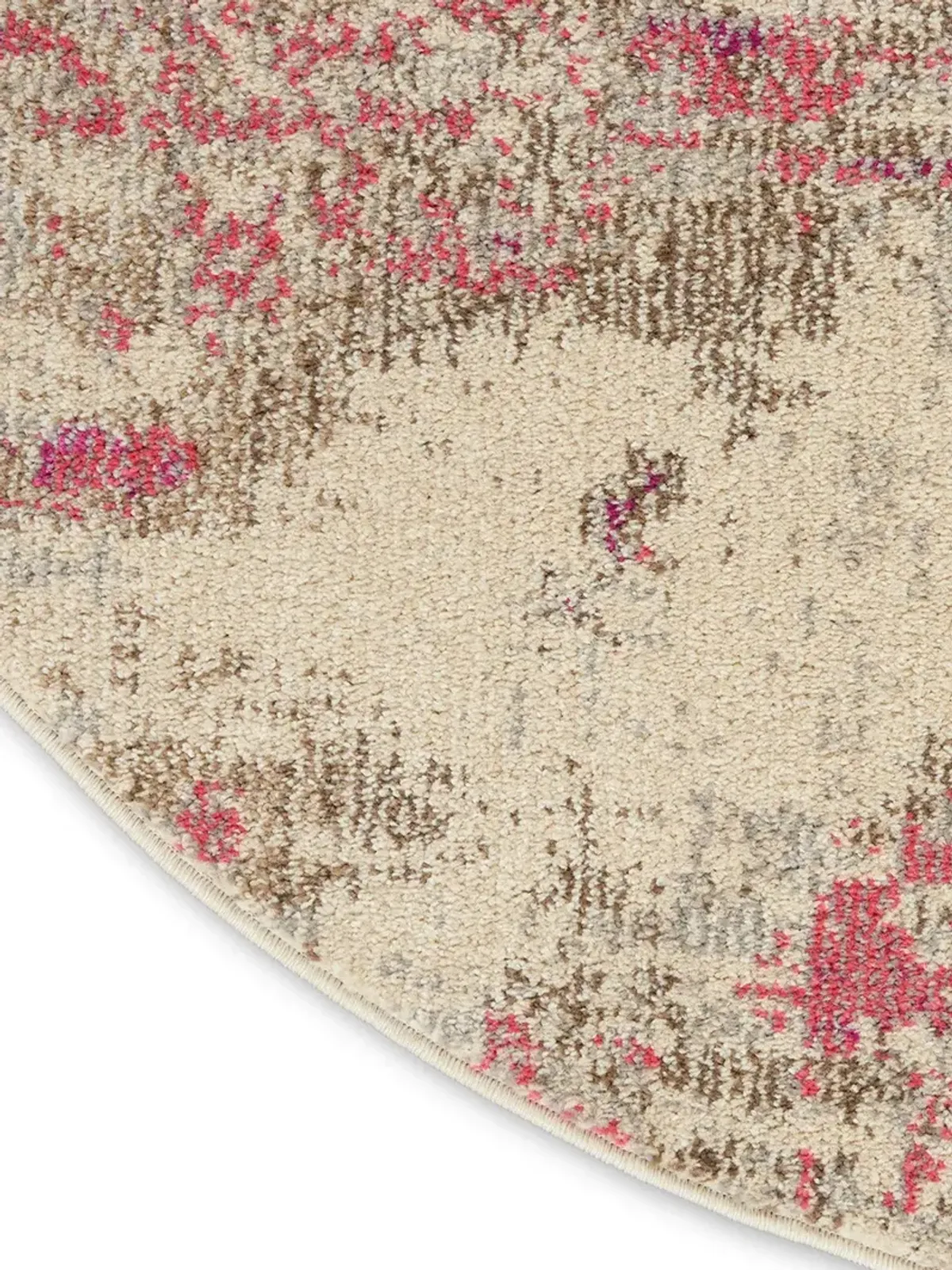 Celestial CES02 Ivory/Pink 4' x Round Rug
