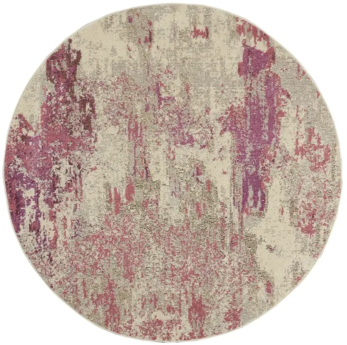 Celestial CES02 Ivory/Pink 4' x Round Rug