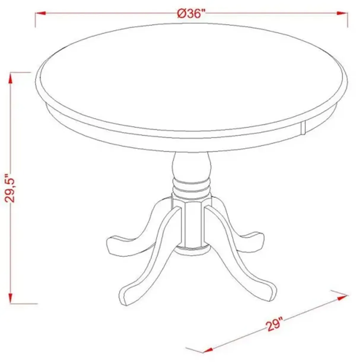 East West Furniture Antique  Table  36  Round  with  Oak  Finish