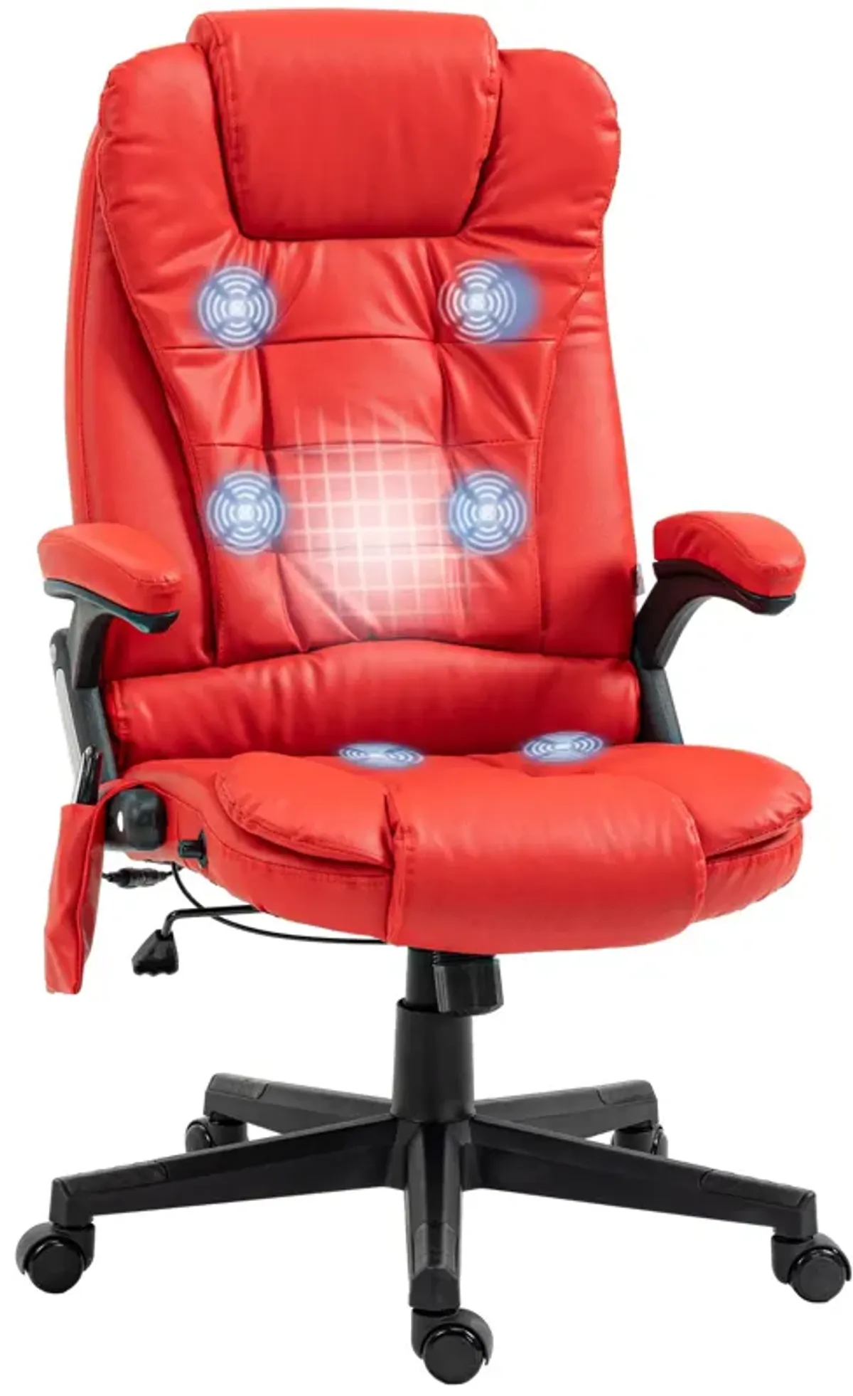 Red Heated Massage Office Chair: Reclining, 6 Vibration Points