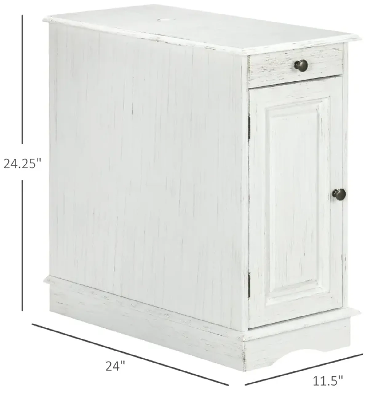 White Living Room Accent: End Side Table with Flip Top & Storage