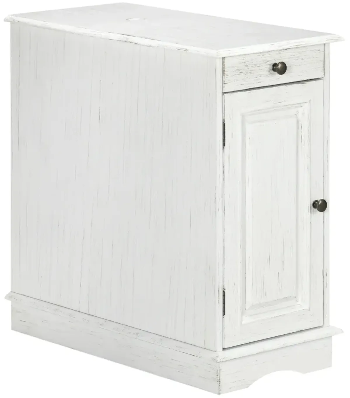 White Living Room Accent: End Side Table with Flip Top & Storage