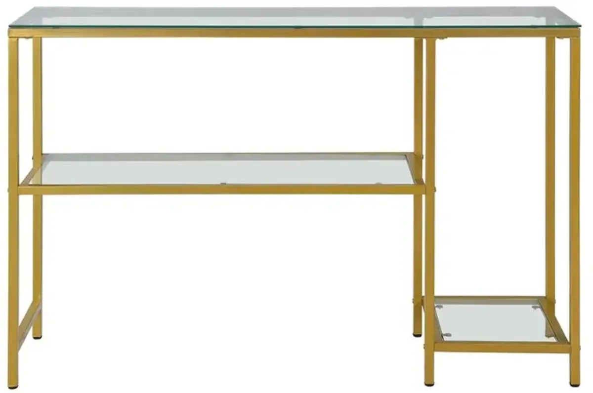 Carolina Living Rayna Console Table with Shelves - Gold