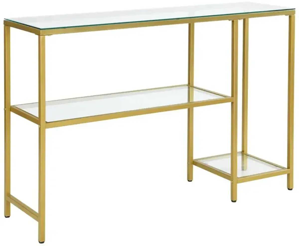 Carolina Living Rayna Console Table with Shelves - Gold