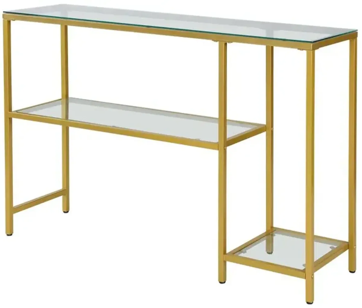 Carolina Living Rayna Console Table with Shelves - Gold