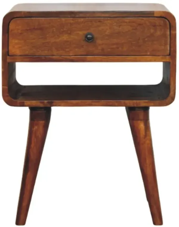 Artisan Furniture Solid Wood Avora Chestnut Nightstand with Drawer and open slot