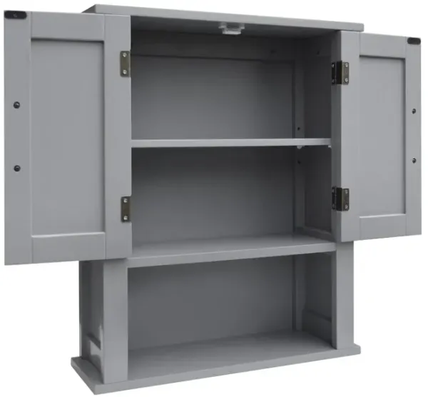 Teamson Home Mercer Removable Two-Door Wall Cabinet with Open Shelf, Gray
