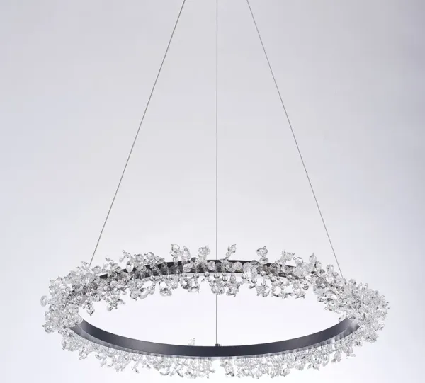 Pasargad Home Claire Steel & Glass Chandelier Light, Clear/Black