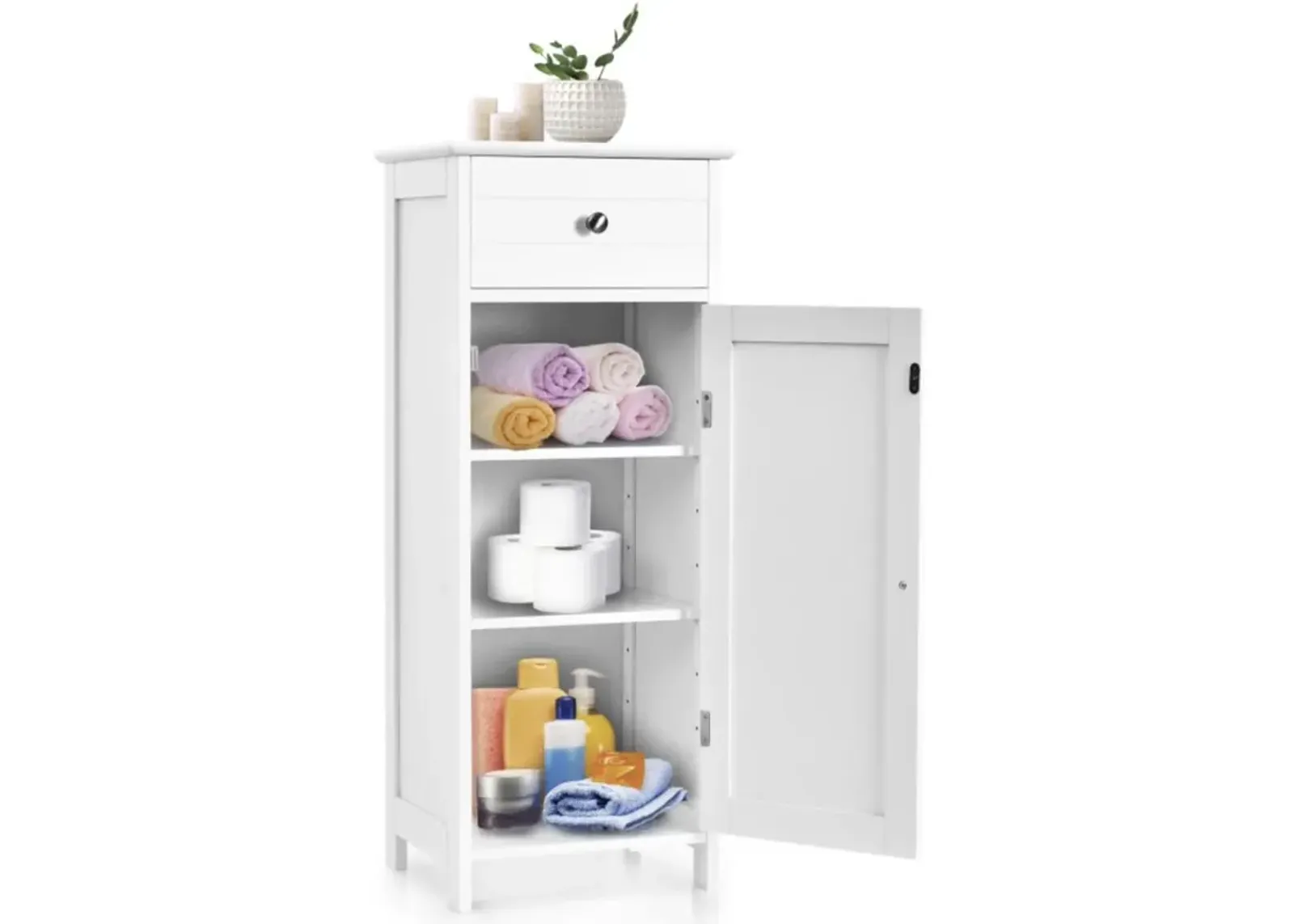 Hivvago Wooden Storage Free-Standing Floor Cabinet with Drawer and Shelf