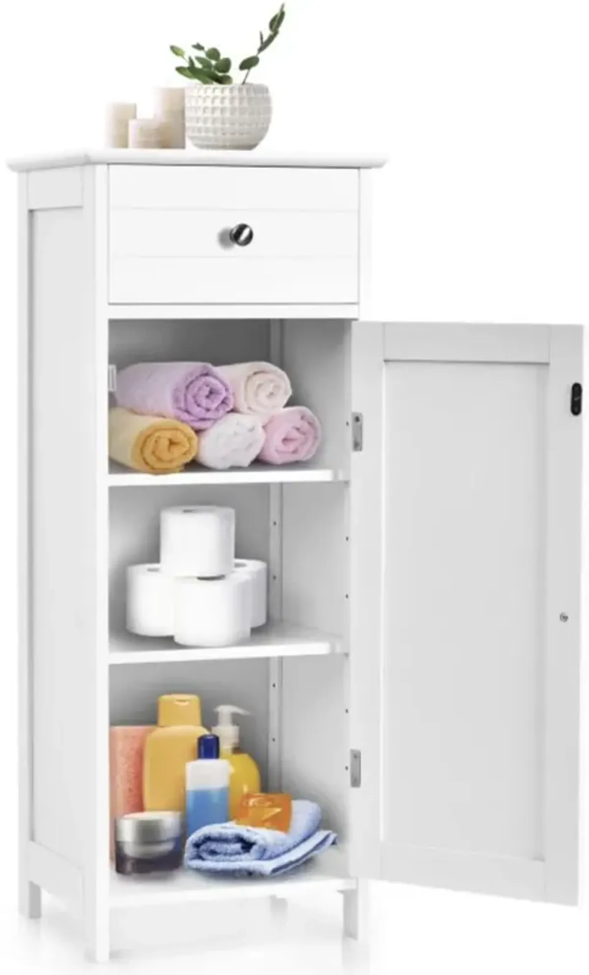 Hivvago Wooden Storage Free-Standing Floor Cabinet with Drawer and Shelf