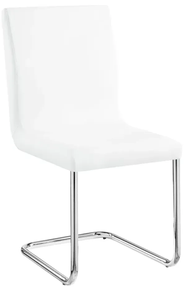 Palton Side Chair (Set of 2), White PU & Chrome Finish