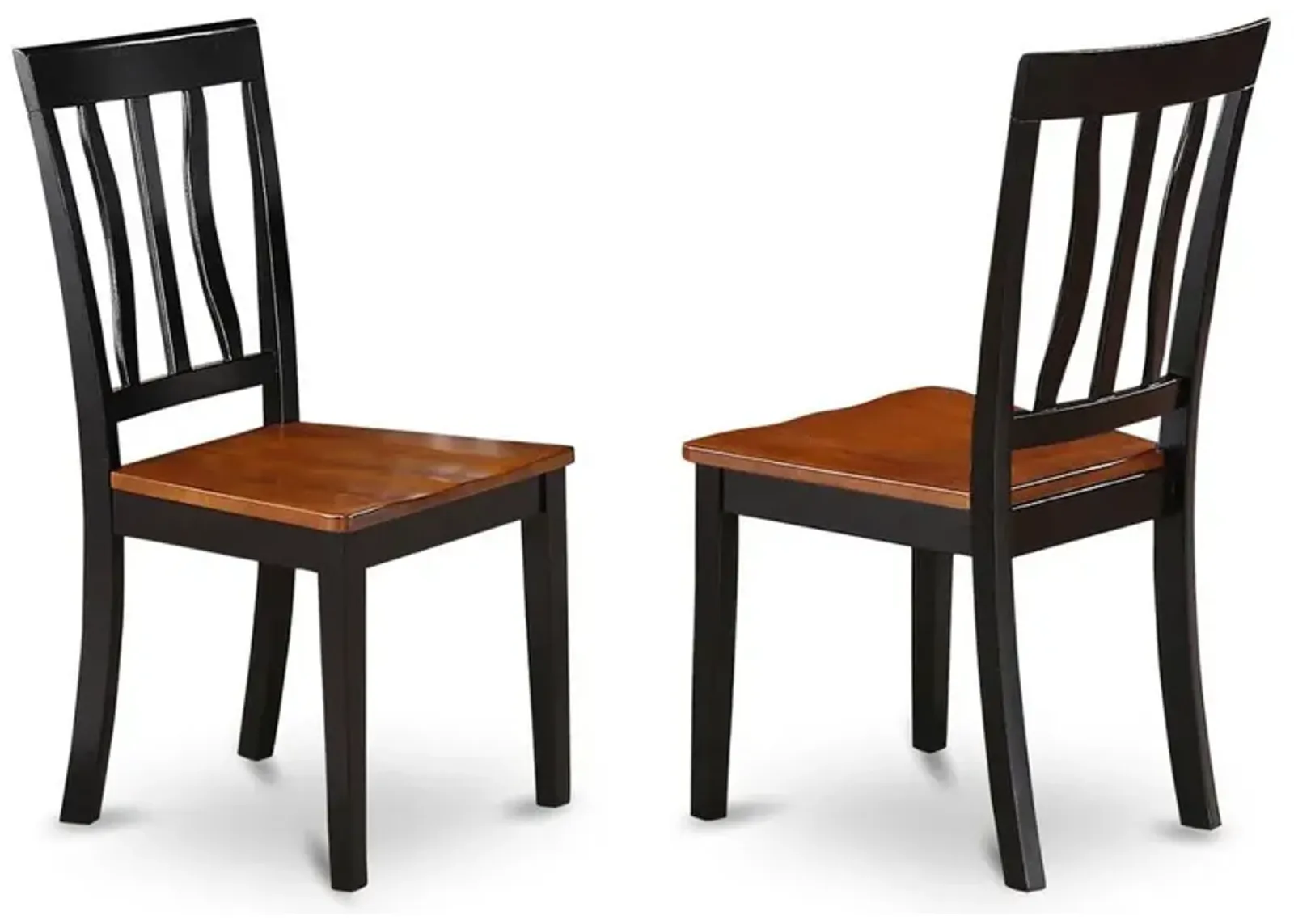 East West Furniture Antique  Dining  Chair  Wood  Seat  with  Black  and  Cherry  Finish,  Set  of  2