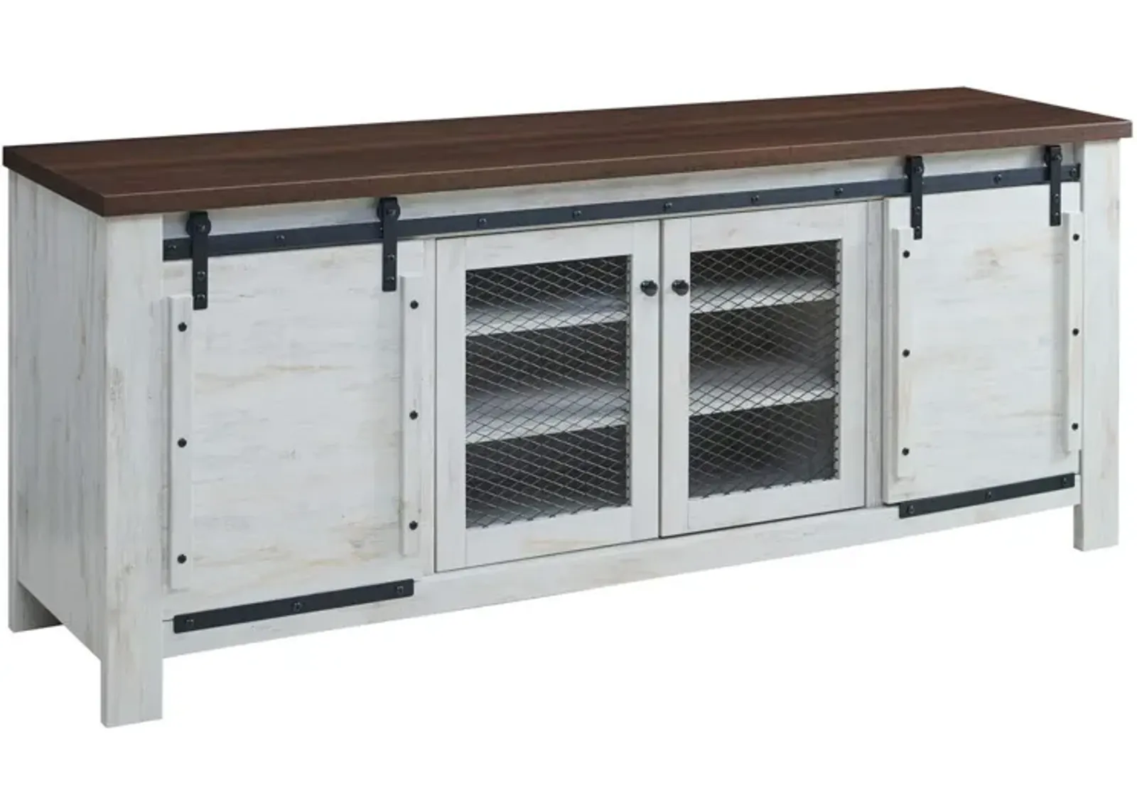 Modway Bennington 70" Rustic Sliding Door Buffet Table Sideboard, 71" TV Stand, White