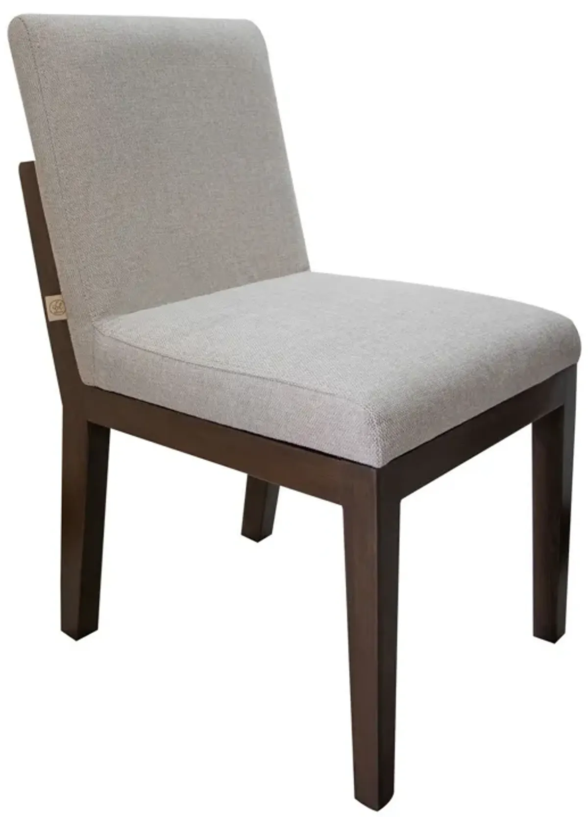 Umey 23 Inch Side Dining Chair Set of 2, Beige Fabric, Brown Solid Wood  - Benzara