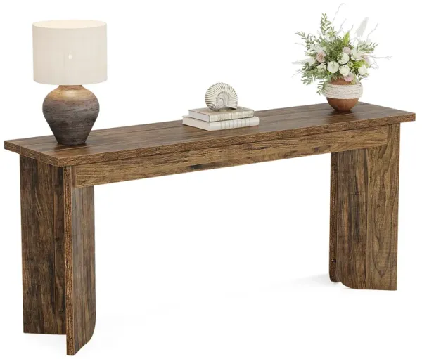 Tribesigns 70.9-Inch Sofa Console Table, Wooden Extra Long Entryway Table with Widened Tabletop, Farmhouse Console Behind Couch with Sturdy Double Pedestal for Hallway, Living Room, Rustic Brown
