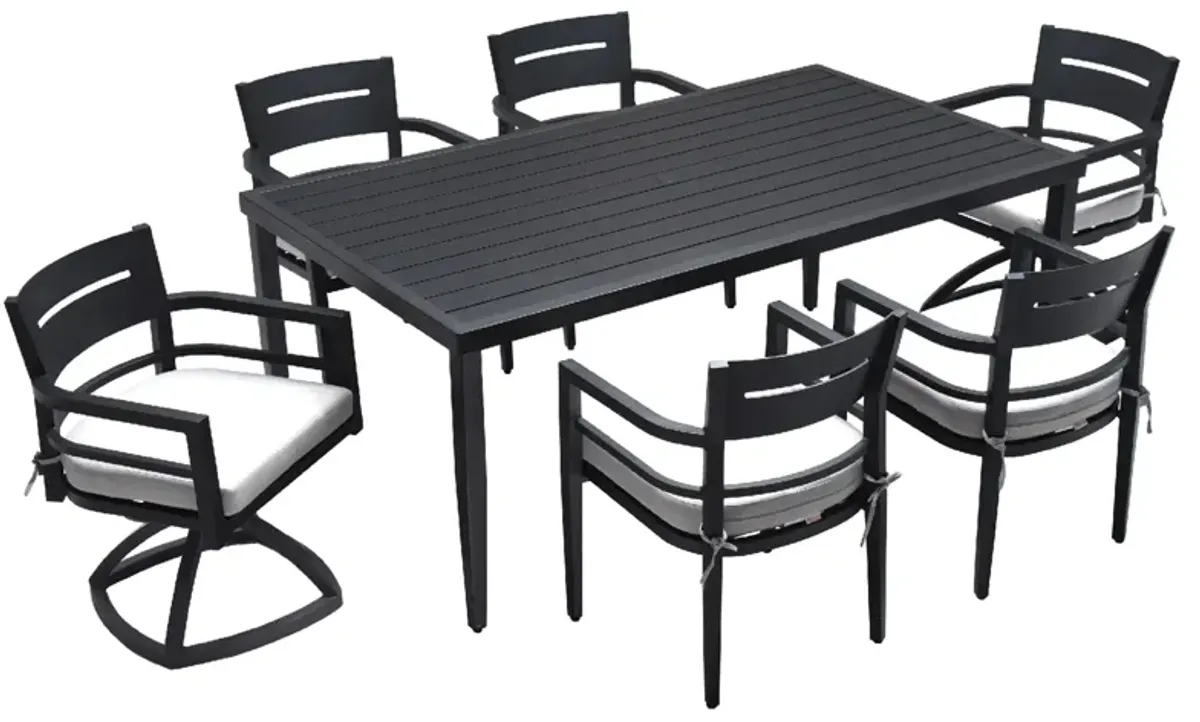 Aluminum Outdoor Patio Dining Table with Built In Umbrella Hole, Seats 6