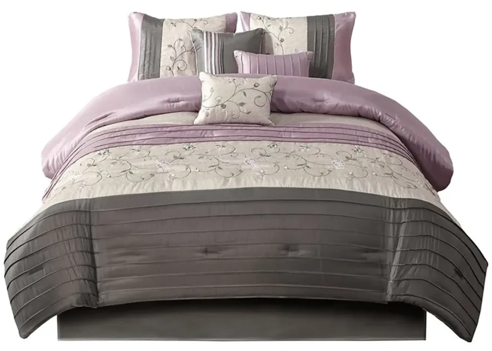 Gracie Mills Rogelio 7-Piece Transitional Embroidered Comforter Set