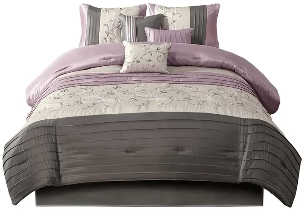 Gracie Mills Rogelio 7-Piece Transitional Embroidered Comforter Set