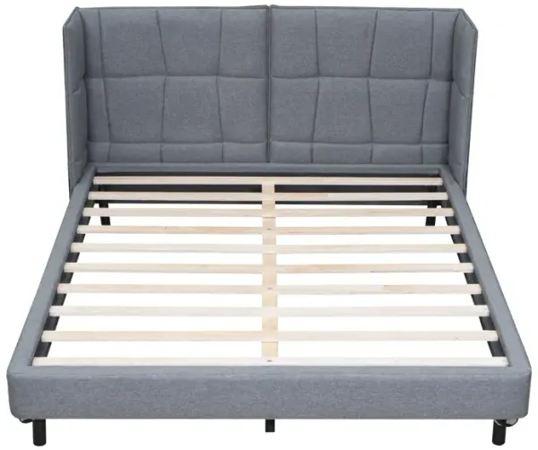 Merax U-Shaped Headboard  Platform Bed with LED Lights